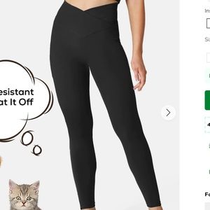 Halara Patitoff Pet Hair Resistant High Waisted Crossover Plain Leggings, black